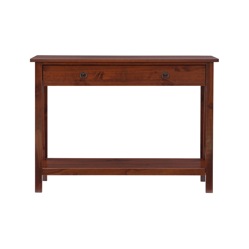 Linon Titian Wood One Drawer Console Table in Brown