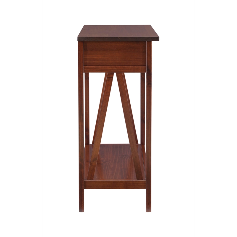 Linon Titian Wood One Drawer Console Table in Brown