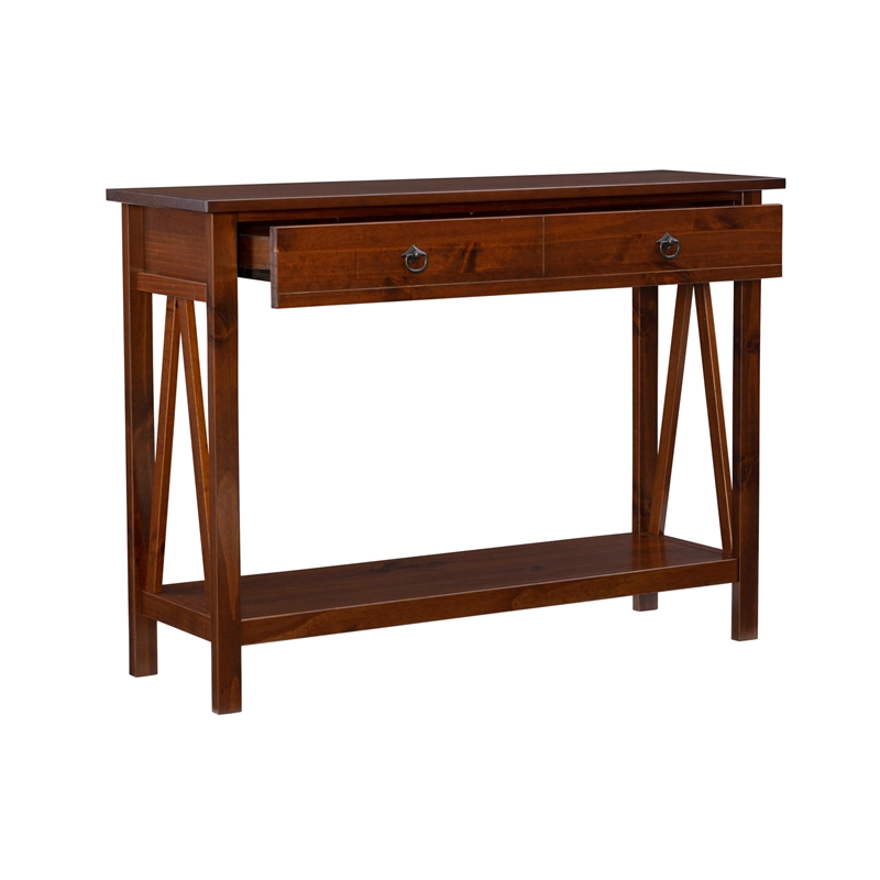 Linon Titian Wood One Drawer Console Table in Brown