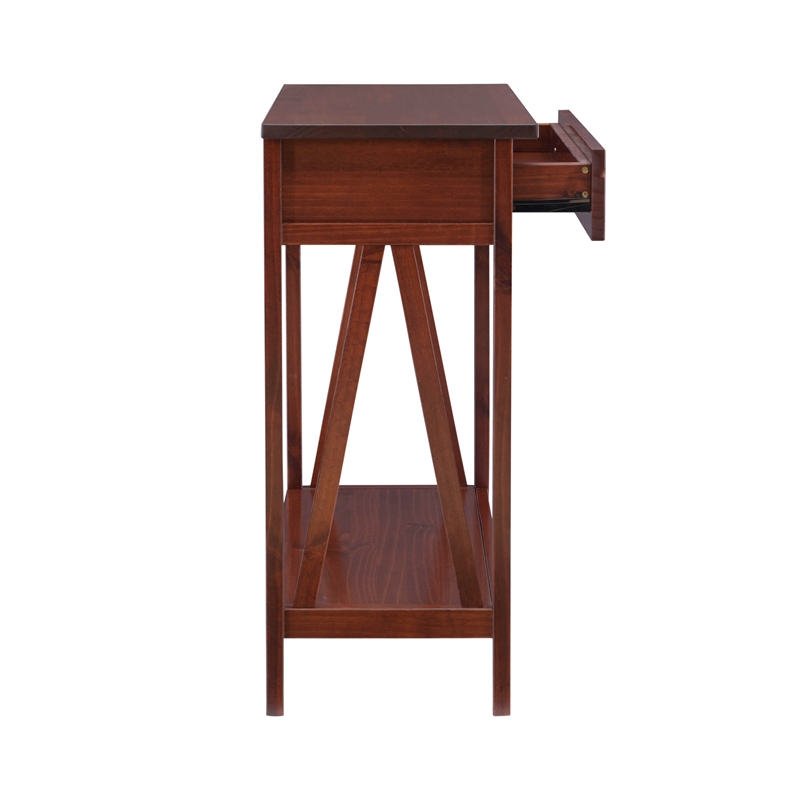 Linon Titian Wood One Drawer Console Table in Brown