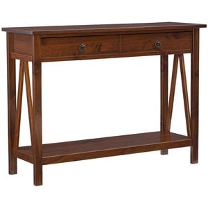 Linon Titian Wood One Drawer Console Table in Brown