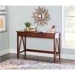 Linon Titian Pine Wood Classic One Drawer Desk in Rich Tobacco Brown Finish