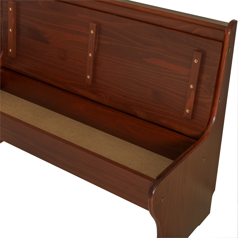 Linon Chelsea Corner Dining Nook Unit with Storage in Stained Walnut Pine Wood