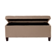 Linon Carmen Upholstered Tufted Shoe Storage Ottoman in Beige Microfiber
