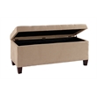 Linon Carmen Upholstered Tufted Shoe Storage Ottoman in Beige Microfiber