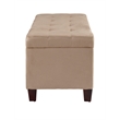 Linon Carmen Upholstered Tufted Shoe Storage Ottoman in Beige Microfiber