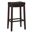 Linon Claridge Backless Bar Stool Brown Faux Leather Wood Frame in Brown Finish