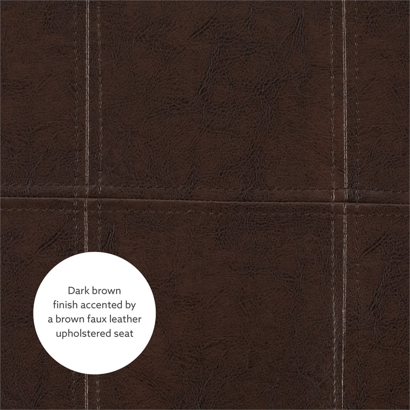 Linon Claridge Backless Bar Stool Brown Faux Leather Wood Frame in Brown Finish
