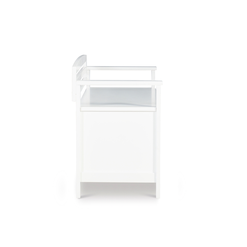Linon Lenly Ladderback Entryway Storage Bench in White Painted Wood