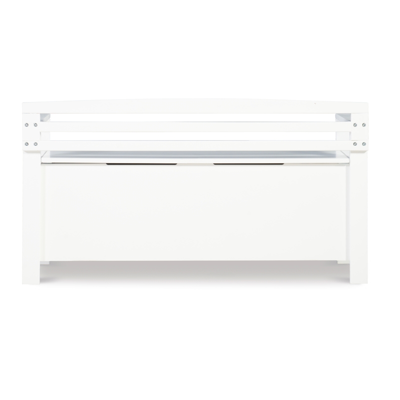 Linon Lenly Ladderback Entryway Storage Bench in White Painted Wood