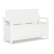 Linon Lenly Ladderback Entryway Storage Bench in White Painted Wood
