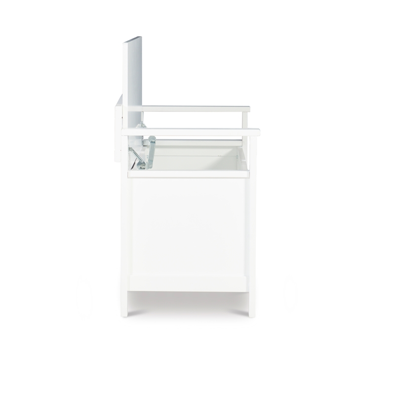 Linon Lenly Ladderback Entryway Storage Bench in White Painted Wood