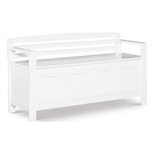 Linon Lenly Ladderback Entryway Storage Bench in White Painted Wood