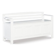 Linon Lenly Ladderback Entryway Storage Bench in White Painted Wood