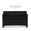 Linon Carlton Storage Bench Faux Leather Padded Back & Seat in Black Wood