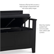 Linon Carlton Storage Bench Faux Leather Padded Back & Seat in Black Wood