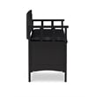 Linon Carlton Storage Bench Faux Leather Padded Back & Seat in Black Wood