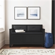 Linon Carlton Storage Bench Faux Leather Padded Back & Seat in Black Wood