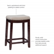 Linon Hampton Counter Stool Beige Padded Seat Wood Frame in Dark Walnut Brown