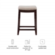 Linon Hampton Counter Stool Beige Padded Seat Wood Frame in Dark Walnut Brown