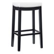 Linon Claridge Backless Bar Stool White Faux Leather Wood Frame in Black Finish