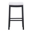 Linon Claridge Backless Bar Stool White Faux Leather Wood Frame in Black Finish
