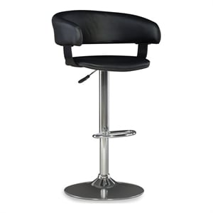 Linon Curved Metal 22&quot-31.5&quot Gas Lift Adjustable Barstool in Black Faux Leather