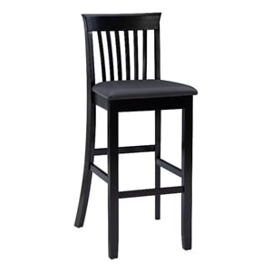 Linon Torino Wood 31&quot Bar Stool Mission Back Faux Leather Seat in Black Finish