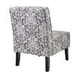 Linon Coco Damask Upholstered Tufted Accent Chair in Gray Patterned Fabric