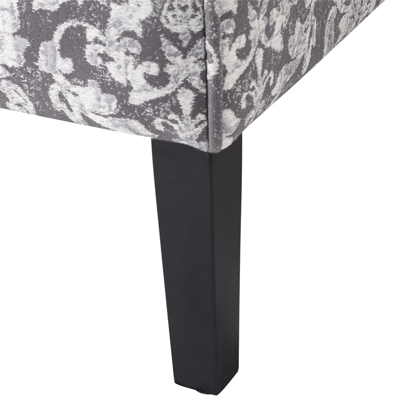 Linon Coco Damask Upholstered Tufted Accent Chair in Gray Patterned Fabric