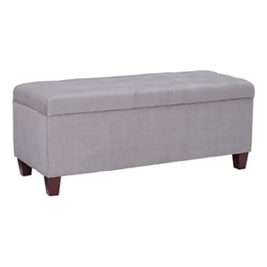 Linon Carmen Upholstered Tufted Shoe Storage Ottoman in Gray Microfiber