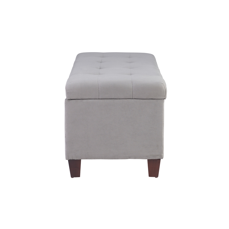 Linon Carmen Upholstered Tufted Shoe Storage Ottoman in Gray Microfiber