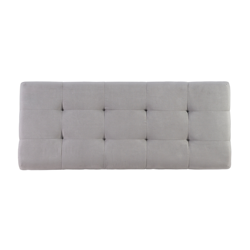 Linon Carmen Upholstered Tufted Shoe Storage Ottoman in Gray Microfiber