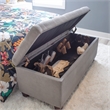Linon Carmen Upholstered Tufted Shoe Storage Ottoman in Gray Microfiber