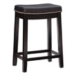 Linon Claridge Backless Counter Stool Nailhead Trim Faux Leather in Black Wood