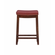 Linon Claridge Backless Counter Stool Red Faux Leather Wood Frame in Dark Brown