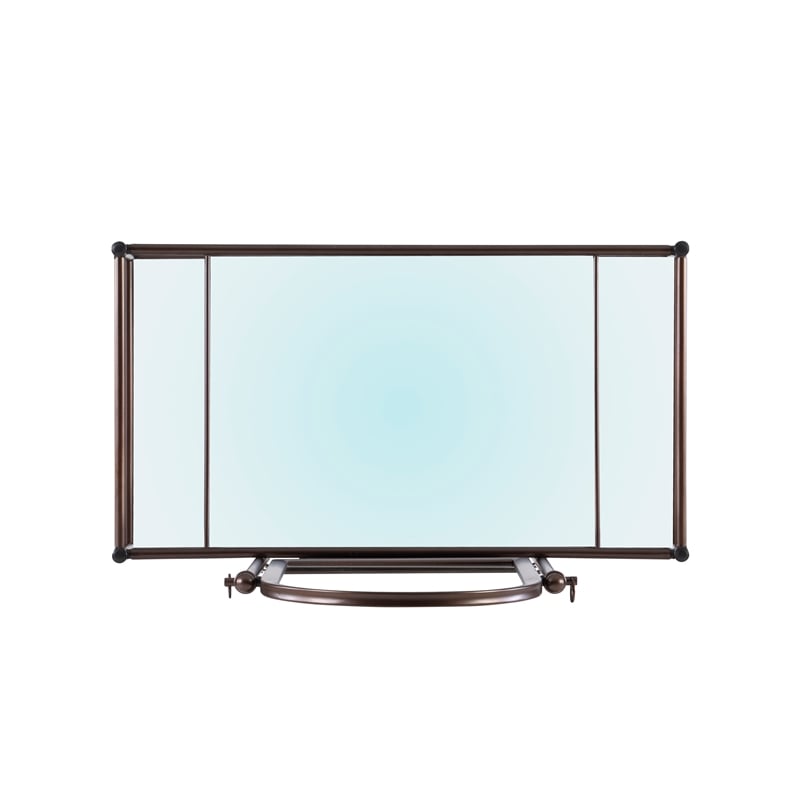 Linon Clarisse Metal & Glass Vanity & Padded Stool Set Arched Mirror in Bronze