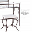 Linon Clarisse Metal & Glass Vanity & Padded Stool Set Arched Mirror in Bronze
