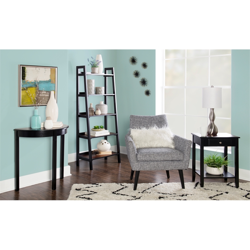 Linon Camden Wood Demi Lune Console Table in Black