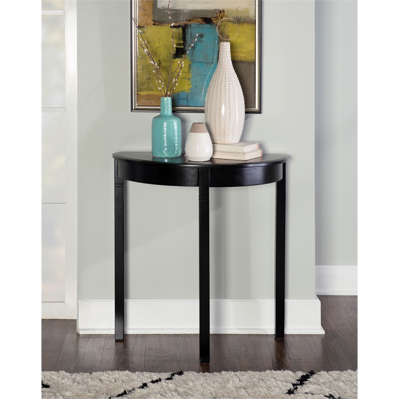 Linon Camden Wood Demi Lune Console Table in Black