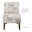 Linon Lily Upholstered Accent Chair Wood Legs in Gray Butterfly Printed Fabric