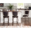 Linon Townsend Metal Adjustable Height Stools Set of 3 in Dk Brown Faux Leather