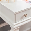 Linon Angela Wood Vanity & Padded Beige Stool 2 Drawers Flip Up Mirror in White