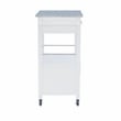 Linon Mitchell Wood Granite Top Rolling Kitchen Cart Ample Storage in White