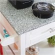 Linon Mitchell Wood Granite Top Rolling Kitchen Cart Ample Storage in White