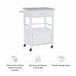 Linon Mitchell Wood Granite Top Rolling Kitchen Cart Ample Storage in White