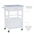 Linon Mitchell Wood Granite Top Rolling Kitchen Cart Ample Storage in White