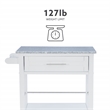 Linon Mitchell Wood Granite Top Rolling Kitchen Cart Ample Storage in White