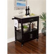 Linon Cameron Wood Granite Top Rolling Kitchen Cart Ample Storage in Black