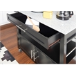 Linon Cameron Wood Granite Top Rolling Kitchen Cart Ample Storage in Black